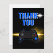 Blue Video Game Party Dankeskarte (Vorne/Hinten)
