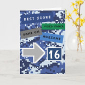 Blue Video Gamer 16. Geburtstagskarte Karte (Gelbe Blume)