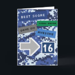 Blue Video Gamer 16. Geburtstagskarte Karte<br><div class="desc">Eine coole blaue Videogame-16. Geburtstagskarte für ihn. Es bietet ein Pixel-Videospiel blaues Design auf der Vorder- und Rückseite der Karte. Die Innenseite liest eine Meldung mit der Geburtstagskarte, die leicht personalisiert werden kann, wenn sie gewollt wird. Diese Video-Gamer 16. Geburtstagskarte würde einen großen Sake für Sohn, Enkel, Godson, etc. machen....</div>