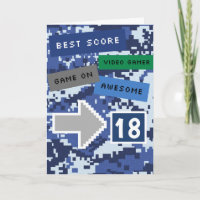 Blue Video Gamer 18. Geburtstagskarte
