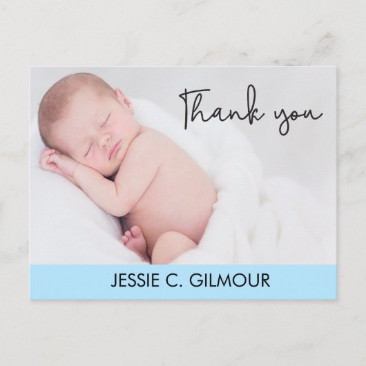 Blue Vielen Dank, Baby Birth Announction Script Te Postkarte (Vorderseite)