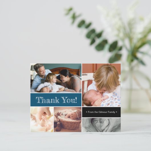 Blue Vielen Dank, dass Sie das zweite Baby-Foto vo Ankündigungspostkarte (Stehend Vorderseite)