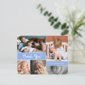 Blue Vielen Dank für die zweite Ankündigung Baby B Postkarte (Stehend Vorderseite)