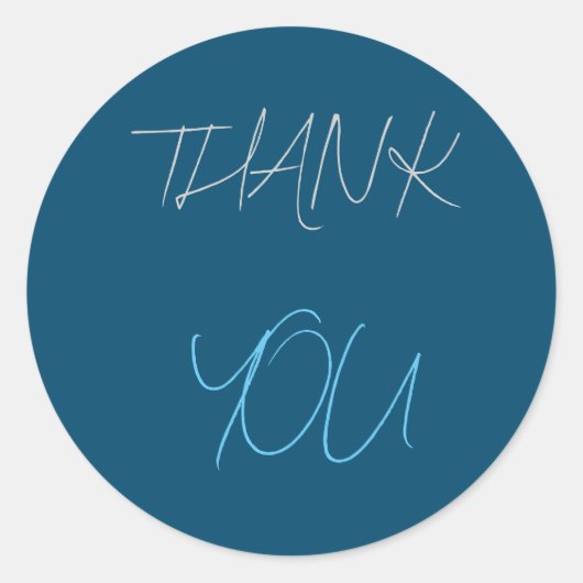 Blue Vielen Dank Modernes Minimalistisches Schlich Runder Aufkleber (Vorderseite)