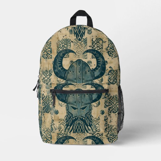Blue Viking Head Bedruckter Rucksack (Vorderseite)