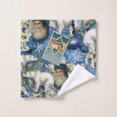 Blue Viktorianisch Christmas Collage Badhandtuch Set (Waschlappen)
