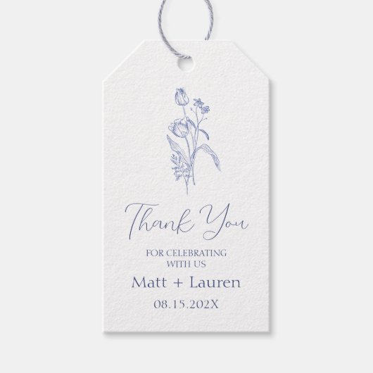 Blue Viktorianisch Floral Wedding Gift Tags Geschenkanhänger (Vorderseite)