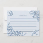 Blue Viktorianisch Garden Brautparty Teatro Social Einladung (Rückseite)