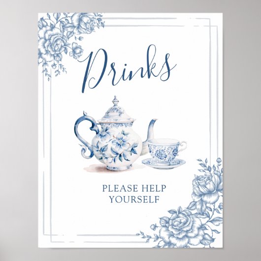 Blue Viktorianisch Garden Bridal Tea Drinks Unters Poster (Vorne)
