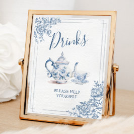Blue Viktorianisch Garden Bridal Tea Drinks Unters Poster