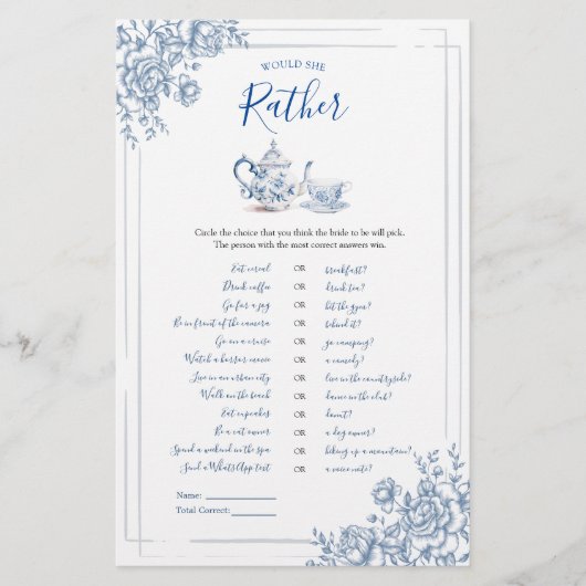 Blue Viktorianisch Garden Bridal Tea würde sie ehe (Vorderseite)