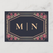 Blue Viktorianisch Gothic Rose & Thorns Wedding RS Begleitkarte (Rückseite)