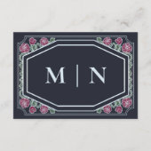 Blue Viktorianisch Gothic Rose & Thorns Wedding RS Begleitkarte (Rückseite)