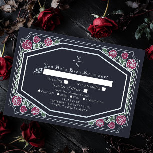 Blue Viktorianisch Gothic Rose & Thorns Wedding RS Begleitkarte
