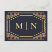 Blue Viktorianisch Gothic Rose & Thorns Wedding RS Begleitkarte (Rückseite)