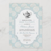 Blue Viktorianisch High Tee Party Einladung (Vorne/Hinten)