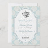 Blue Viktorianisch High Tee Party Einladung (Vorderseite)