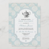 Blue Viktorianisch High Tee Party Einladung (Vorne/Hinten)