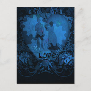 BLUE VIKTORIANISCH STEAMPUNK LIEBE COUPLE POSTKARTE