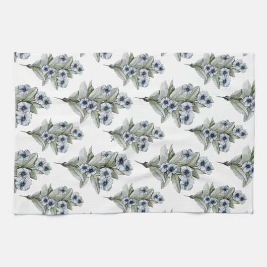 Blue Vinca Küche oder Teetuch Geschirrtuch (Horizontal)