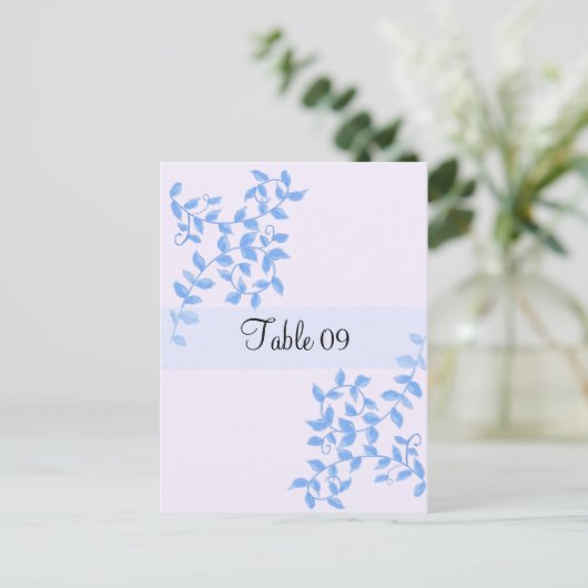 Blue Vines Besondere Anlass Table Card Postkarte (Stehend Vorderseite)