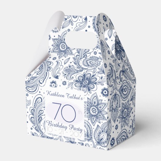Blue Vintag 70. Geburtstag Vielen Dank für Ihr Int Geschenkschachtel (Vorderseite)