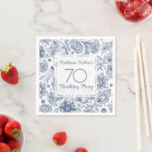 Blue Vintag 70. Geburtstagsparty Paper Napkin Serviette (Beispiel)