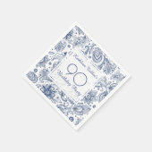 Blue Vintag 90. Geburtstagsparty Paper Napkin Serviette (Ecke)
