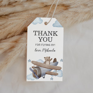 Blue Vintag Airplane Babydusche Vielen Dank für Ih Geschenkanhänger