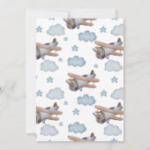 Blue Vintag Airplane Boy Baby Dusche Einladung (Rückseite)