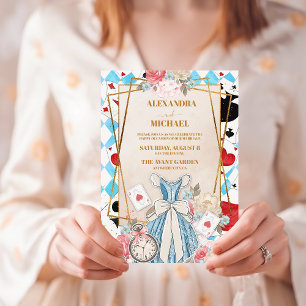 Blue Vintag Alice im Wunderland Wedding Einladung