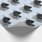 Blue Vintag Baby Carriage Wrapper Paper Geschenkpapier (Ecke)