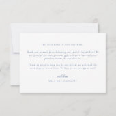 Blue Vintag Baroque Monogram Wappen Wedding Dankeskarte (Rückseite)