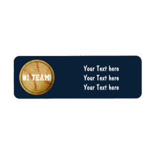 Blue Vintag Baseball Team Party Address Labels