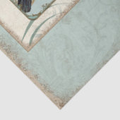 Blue Vintag Bird Französische Lilie Decoupage Seidenpapier (Ausschnitt)