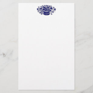 Blue Vintag Blume Basket Stationery Briefpapier
