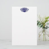 Blue Vintag Blume Basket Stationery Briefpapier (Stehend Vorderseite)