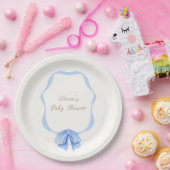 Blue Vintag Bow Ribbon Boy Baby Dusche Pappteller (Party)