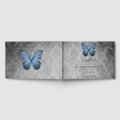 Blue Vintag Butterfly Damask Hochzeit Gästebuch (Voll)