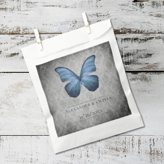 Blue Vintag Butterfly Damask Hochzeit Geschenktütchen