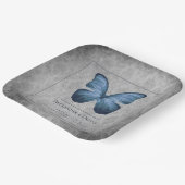 Blue Vintag Butterfly Damask Hochzeit Pappteller (Gewinkelt)