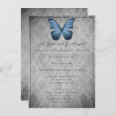 Blue Vintag Butterfly Damask Probe Dinner Einladung (Vorne/Hinten)