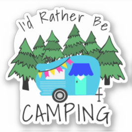 Blue Vintag Camper Sticker