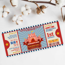 Blue Vintag Carnival Ticket Eintritt zum Geburtsta