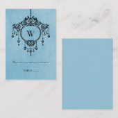 Blue Vintag Chandelier Platzkarte (Vorne/Hinten)
