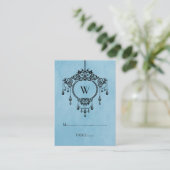 Blue Vintag Chandelier Platzkarte (Stehend Vorderseite)