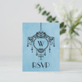 Blue Vintag Chandelier Response Postcard Einladungspostkarte (Stehend Vorderseite)