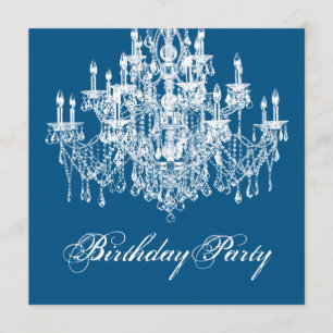 Blue Vintag Chandelier Womans 40. Geburtstag Party Einladung