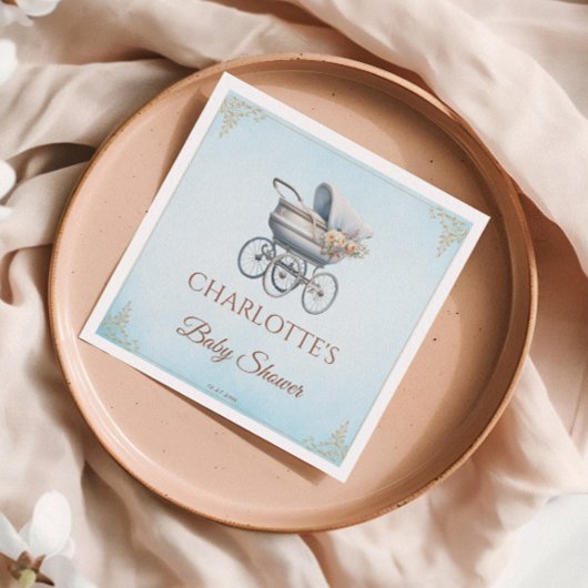 Blue Vintag Classic Boy Baby Dusche Serviette