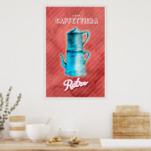 Blue Vintag Coffee Pot Poster (Küche)